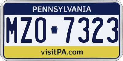 PA license plate MZO7323