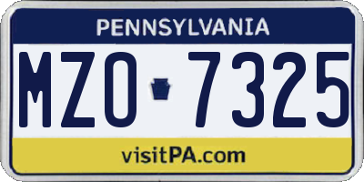 PA license plate MZO7325
