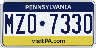 PA license plate MZO7330