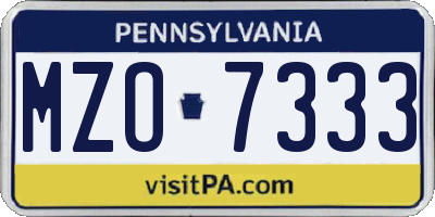 PA license plate MZO7333