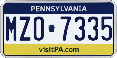 PA license plate MZO7335