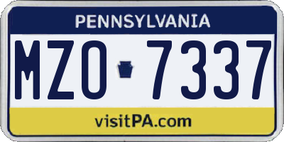 PA license plate MZO7337