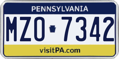 PA license plate MZO7342