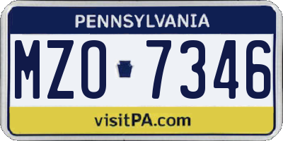 PA license plate MZO7346