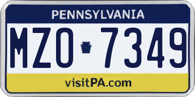 PA license plate MZO7349