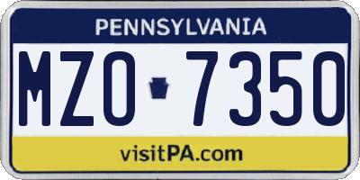 PA license plate MZO7350