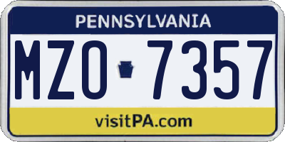 PA license plate MZO7357