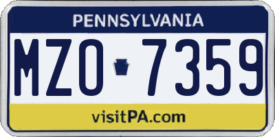 PA license plate MZO7359