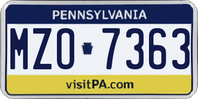 PA license plate MZO7363