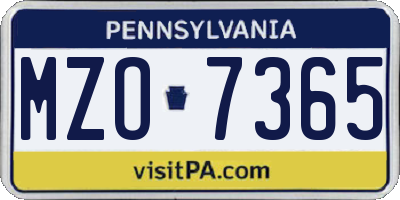 PA license plate MZO7365