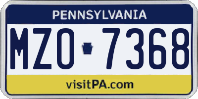 PA license plate MZO7368