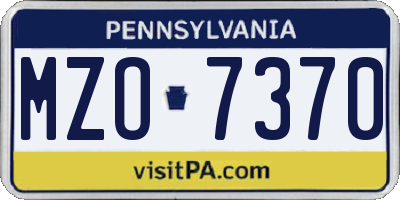 PA license plate MZO7370