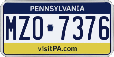 PA license plate MZO7376