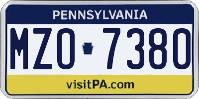 PA license plate MZO7380