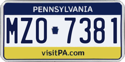 PA license plate MZO7381