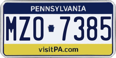 PA license plate MZO7385