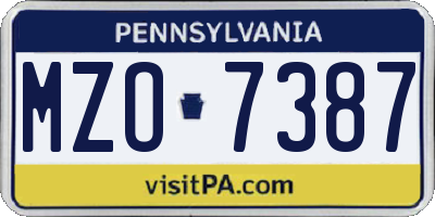 PA license plate MZO7387