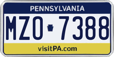 PA license plate MZO7388