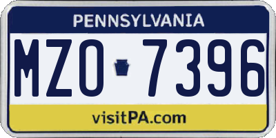 PA license plate MZO7396