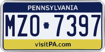 PA license plate MZO7397
