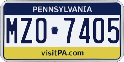 PA license plate MZO7405