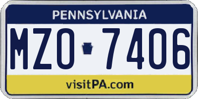 PA license plate MZO7406
