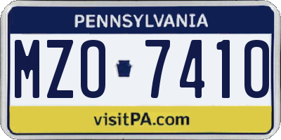 PA license plate MZO7410