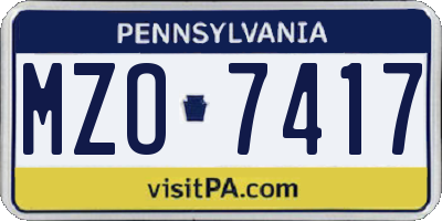 PA license plate MZO7417