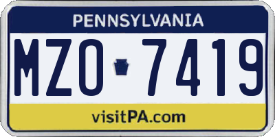 PA license plate MZO7419