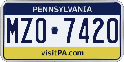 PA license plate MZO7420
