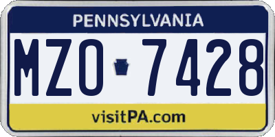 PA license plate MZO7428