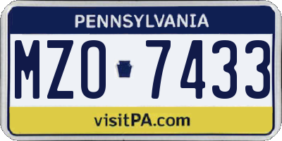 PA license plate MZO7433