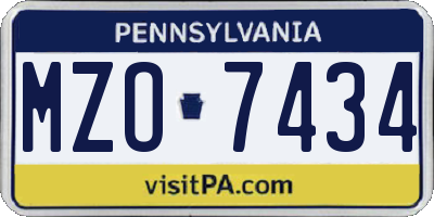 PA license plate MZO7434
