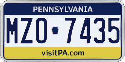 PA license plate MZO7435