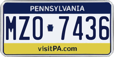 PA license plate MZO7436