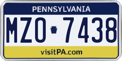 PA license plate MZO7438