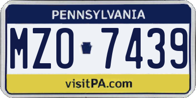 PA license plate MZO7439