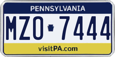 PA license plate MZO7444