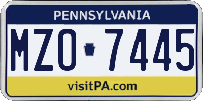 PA license plate MZO7445
