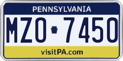 PA license plate MZO7450