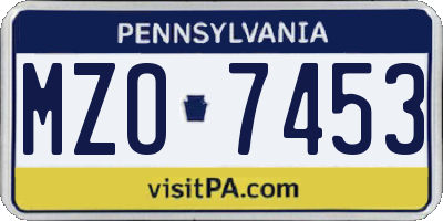 PA license plate MZO7453