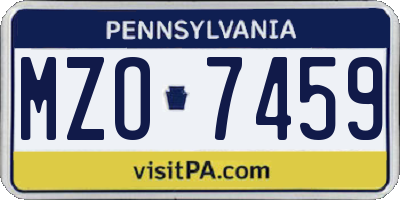 PA license plate MZO7459