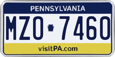 PA license plate MZO7460