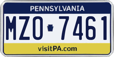 PA license plate MZO7461