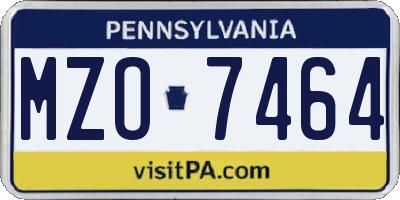 PA license plate MZO7464