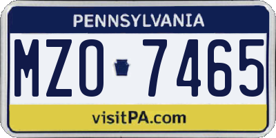 PA license plate MZO7465