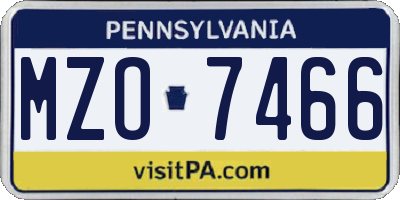 PA license plate MZO7466