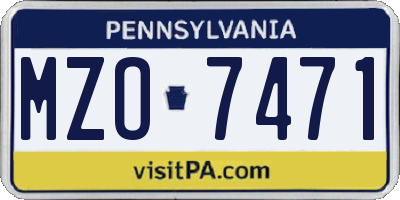 PA license plate MZO7471