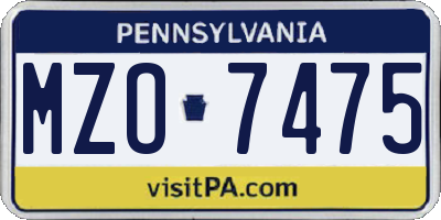 PA license plate MZO7475