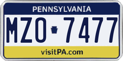 PA license plate MZO7477